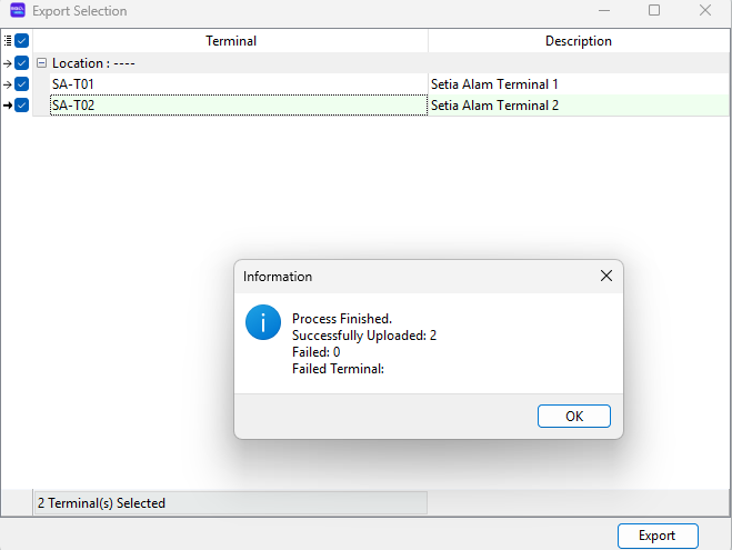 Batch export result