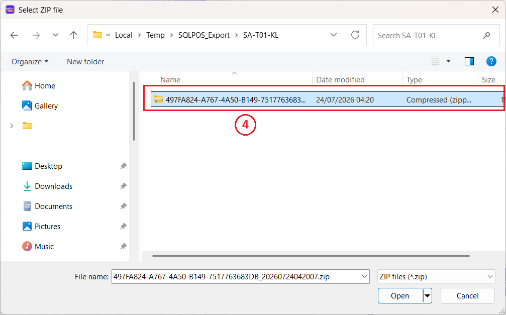Select the latest compressed export file