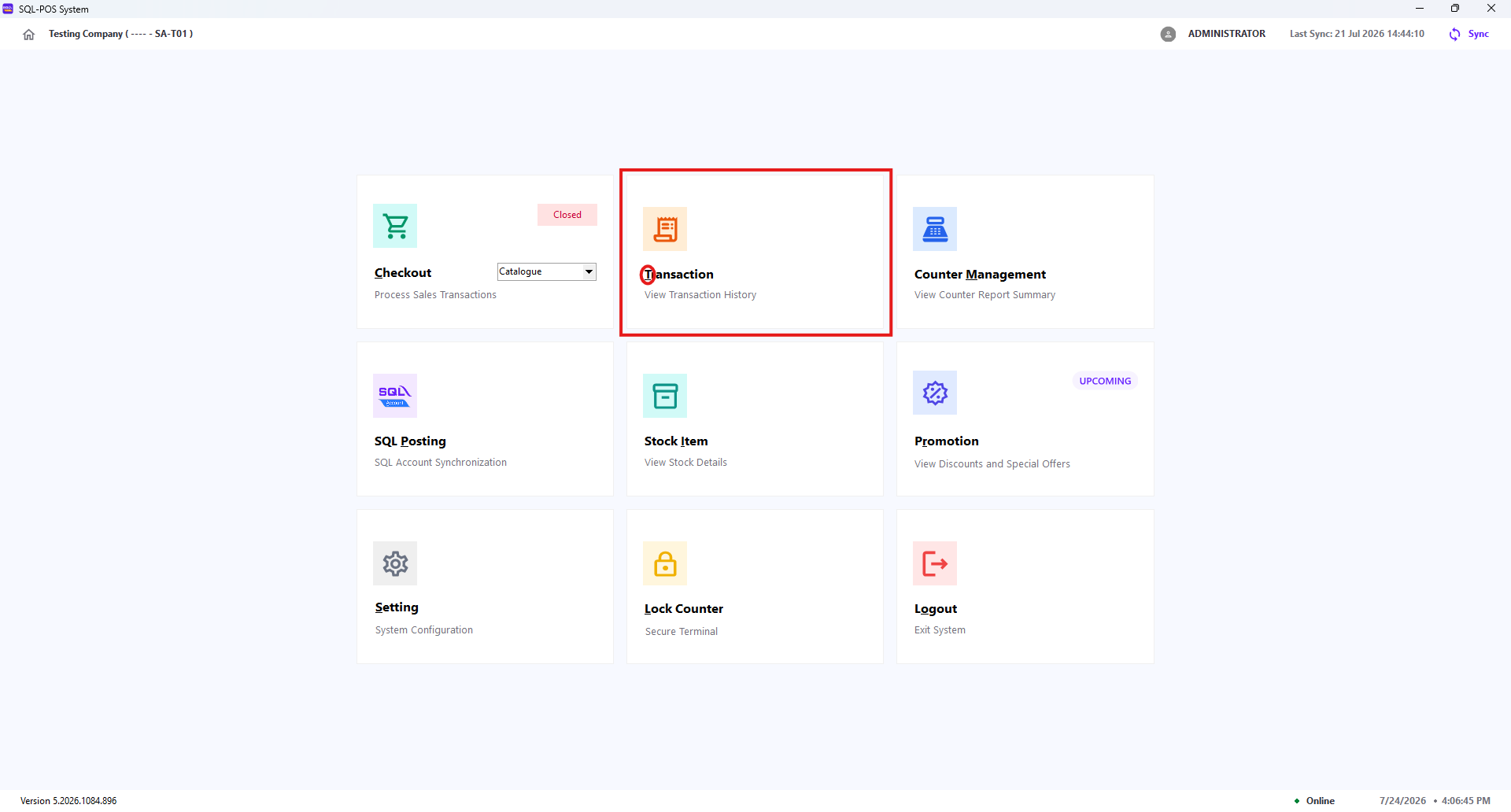Transaction overview