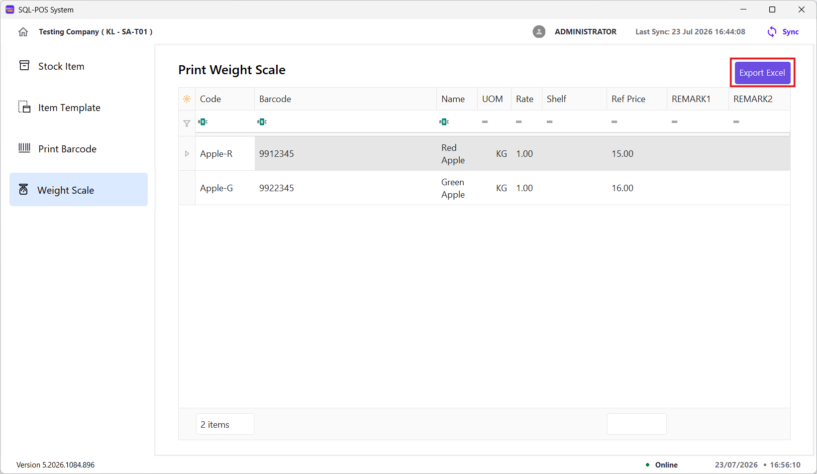 Weight-scale stock items